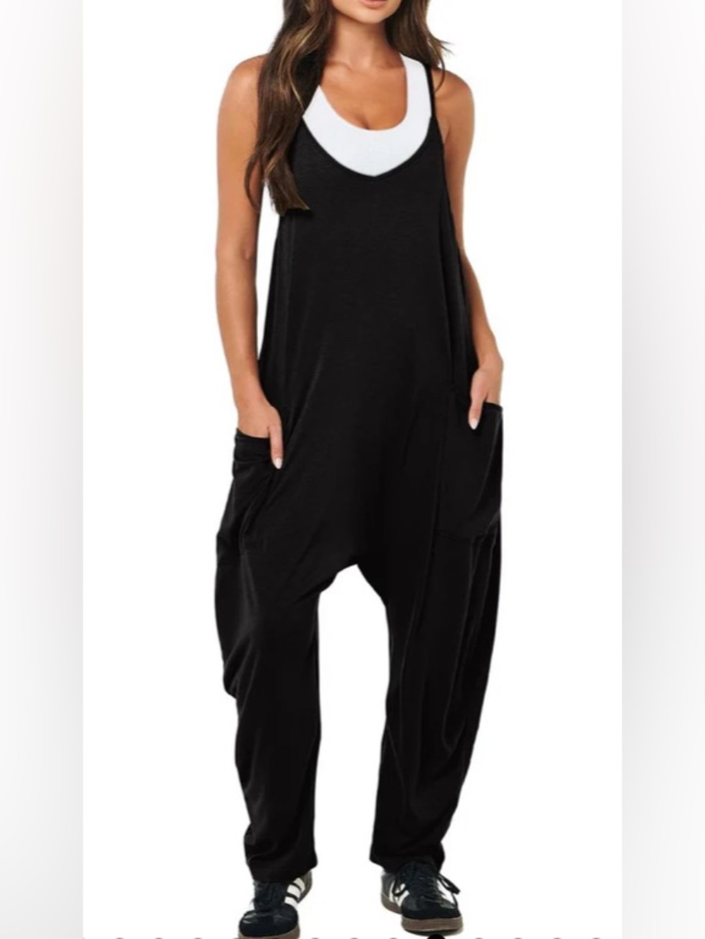 Anrabess • Sleeveless • Black • Harem Jumpsuit with Pockets